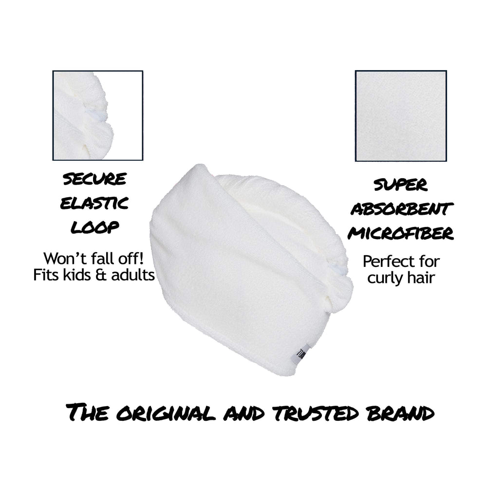 Turbie Twist duo blancs: élégant pour salle de bain et voyage.