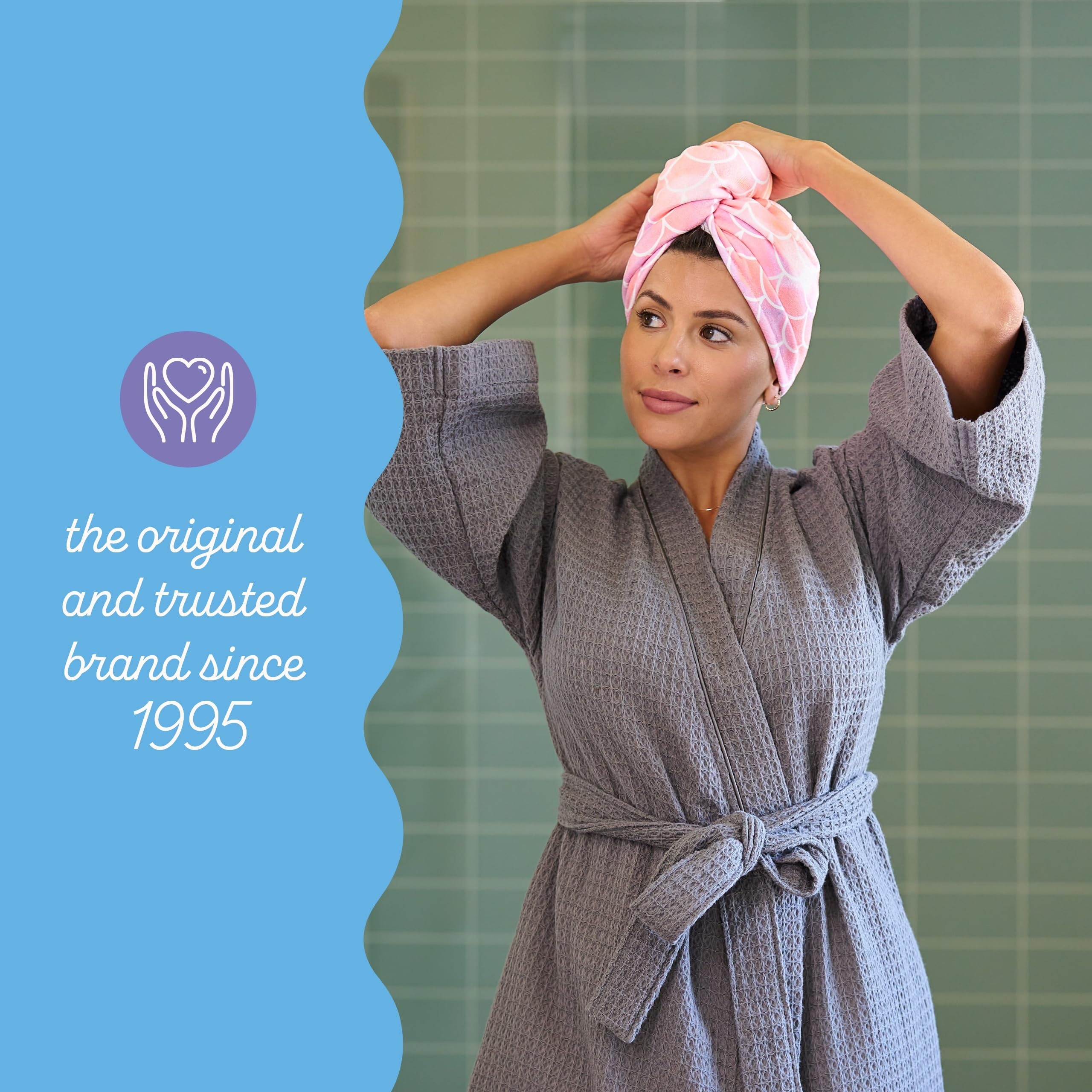 Turbie Twist: accessoire voyage compact pour sécher les cheveux en déplacement.