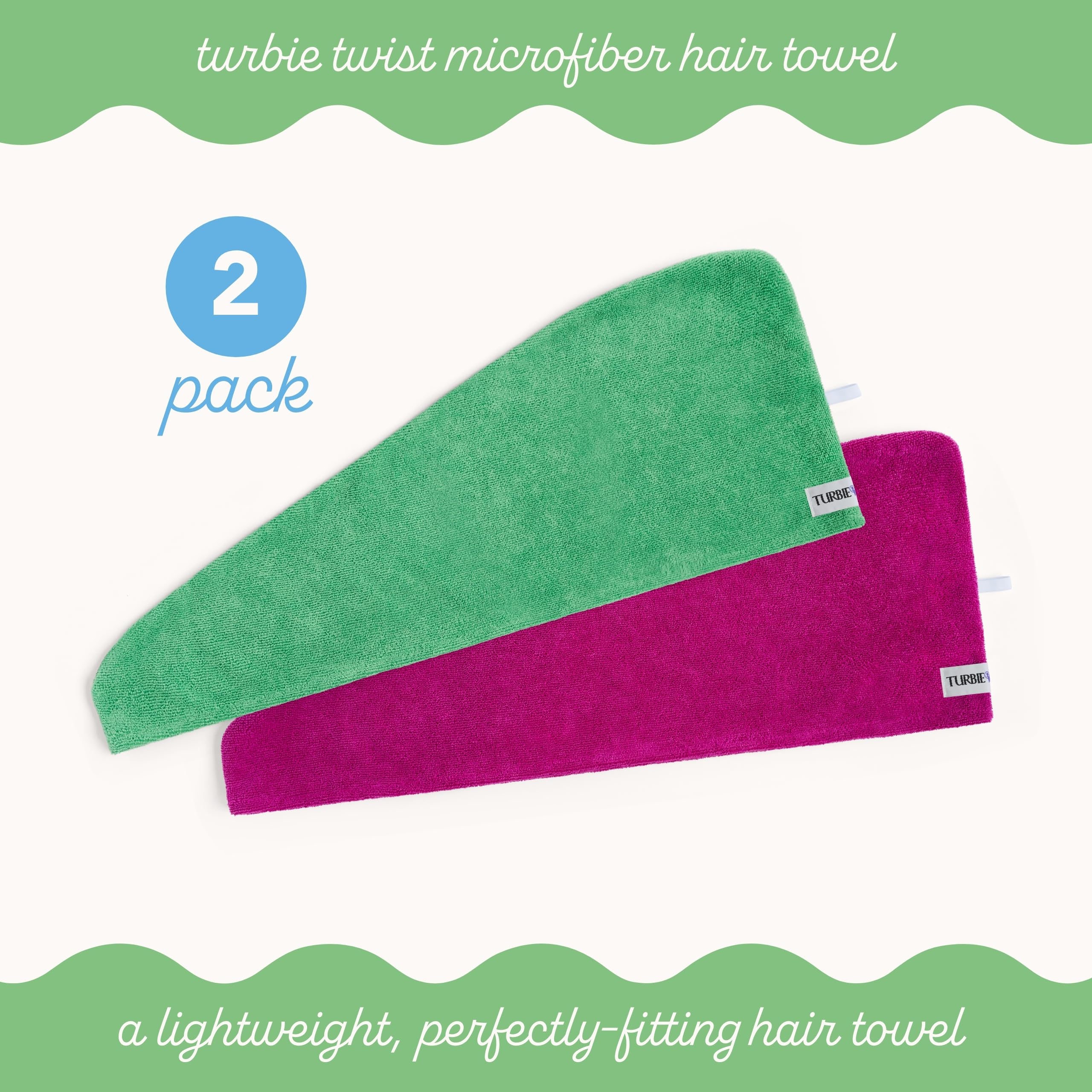 Lot de deux Turbie Twist, pratique et économique pour la routine cheveux.