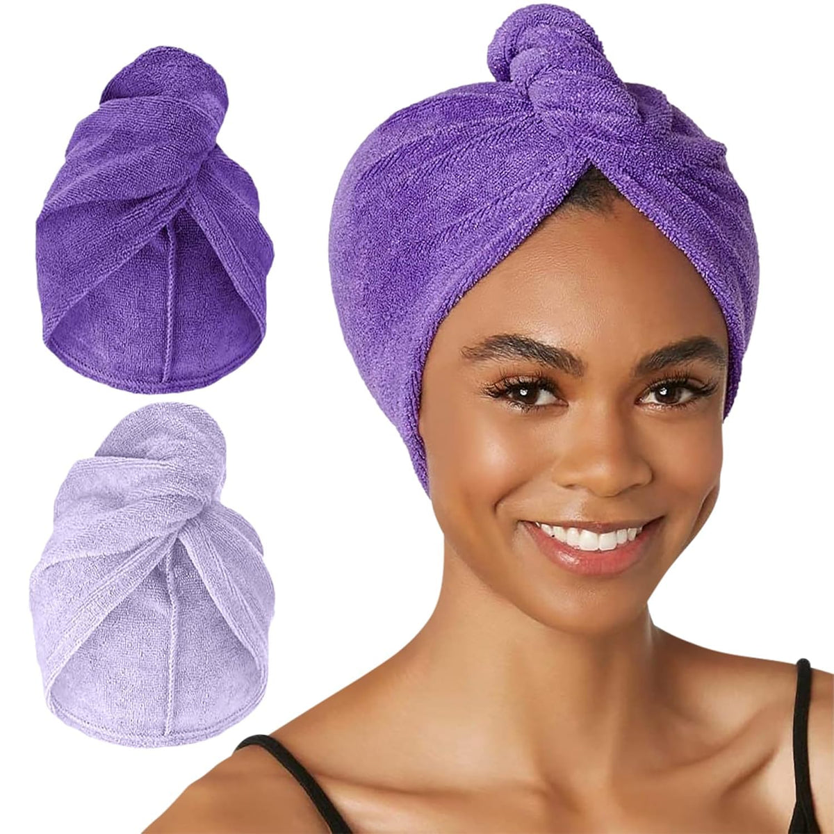 Turbie Twist pack serviette microfibre cheveux – séchage rapide et douceur.