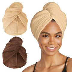 Turbie Twist pack serviettes cheveux microfibre 2-pack pour séchage rapide.
