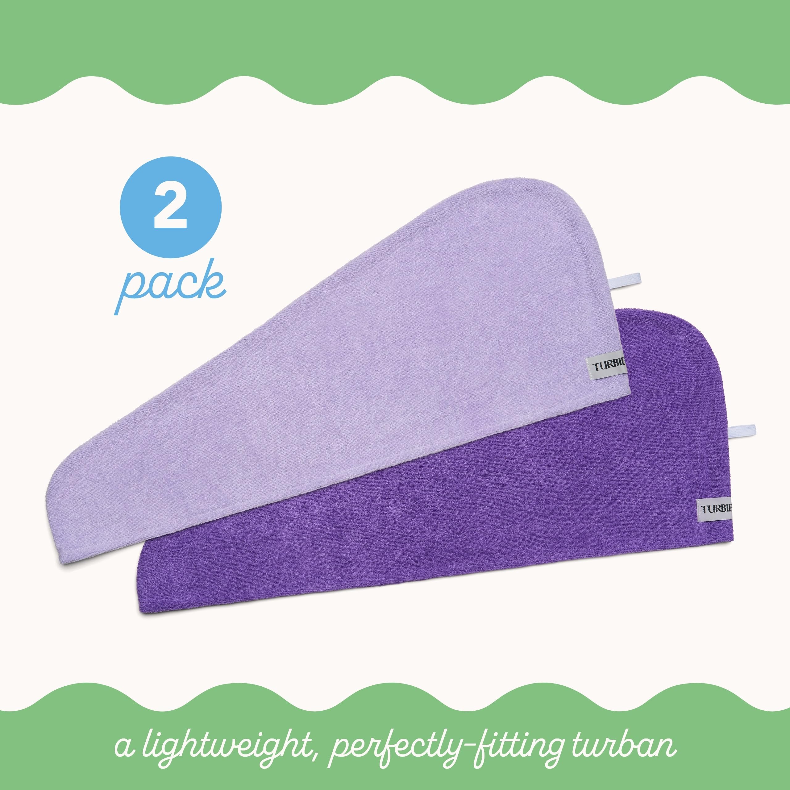 Turbie Twist serviette cheveux microfibre poids leger pour voyage confortable.
