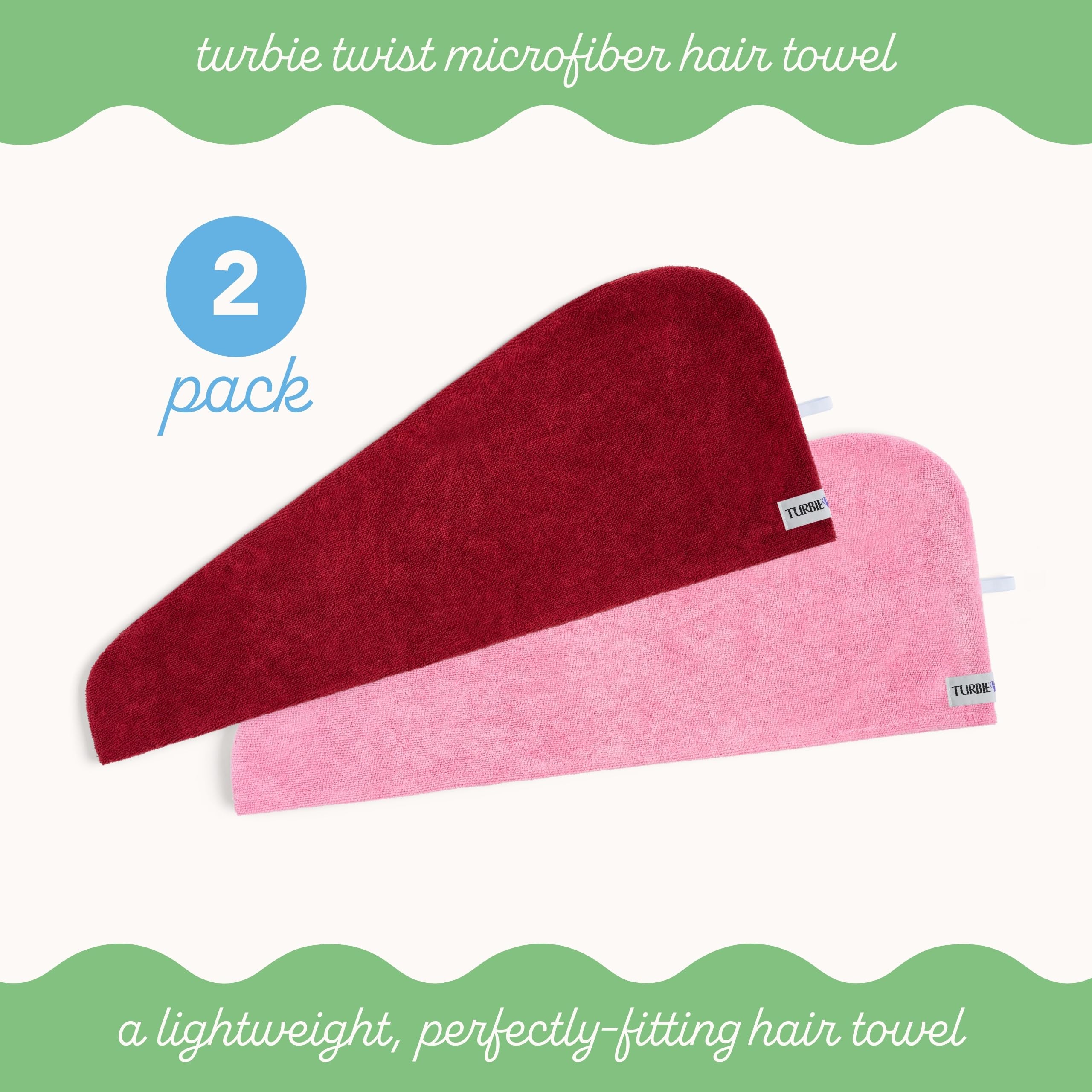 Turbie Twist système torsion-boucle assurant maintien stable et simple d’utilisation.
