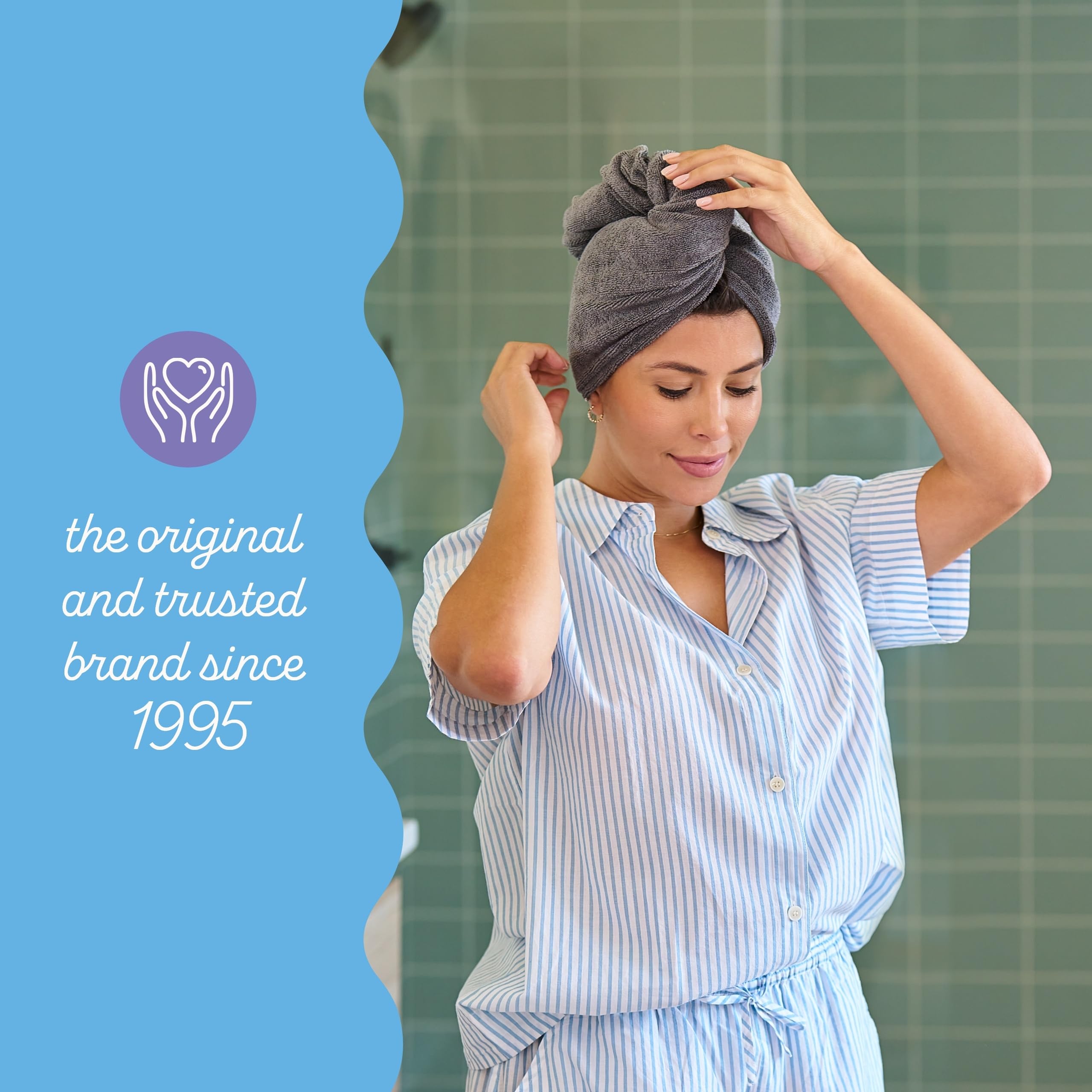 Turbie Twist texture microfibre douce: toucher agréable et enveloppement léger.