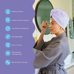 Texture microfibre douce de Turbie Twist, réduction des frottements et des frisottis.