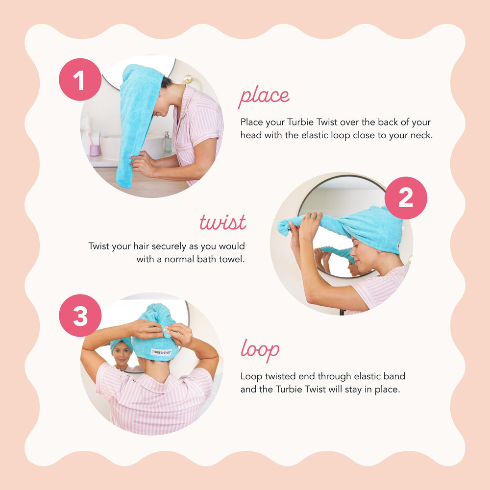 Turbie Twist anti-frizz towel minimizes friction for smoother hair
