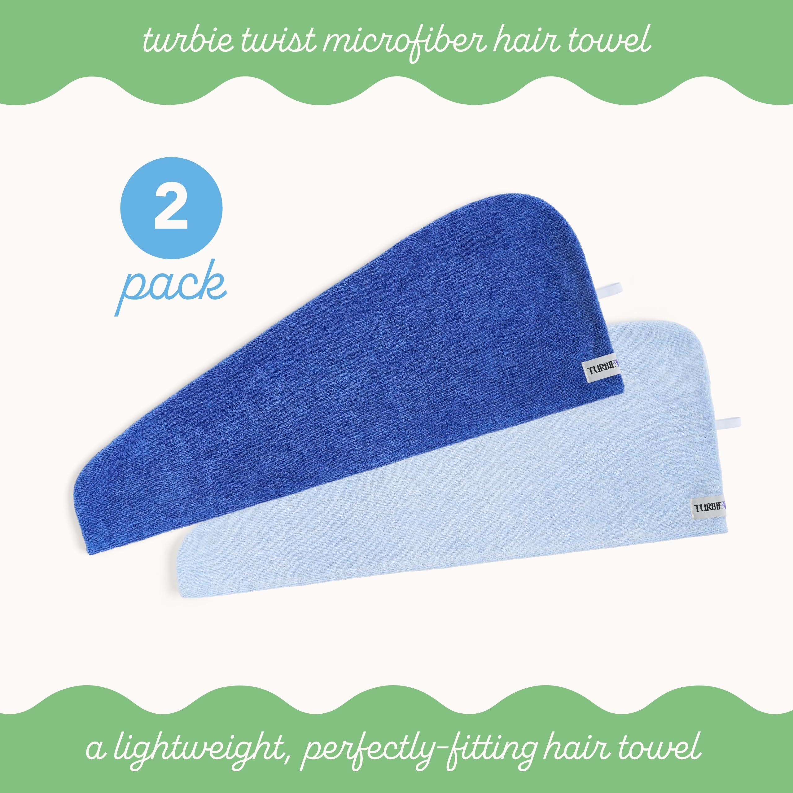 Turbie Twist serviette cheveux microfibre absorption rapide pour gagner du temps après la douche.