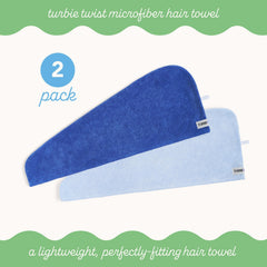 Turbie Twist serviette cheveux microfibre absorption rapide pour gagner du temps après la douche.