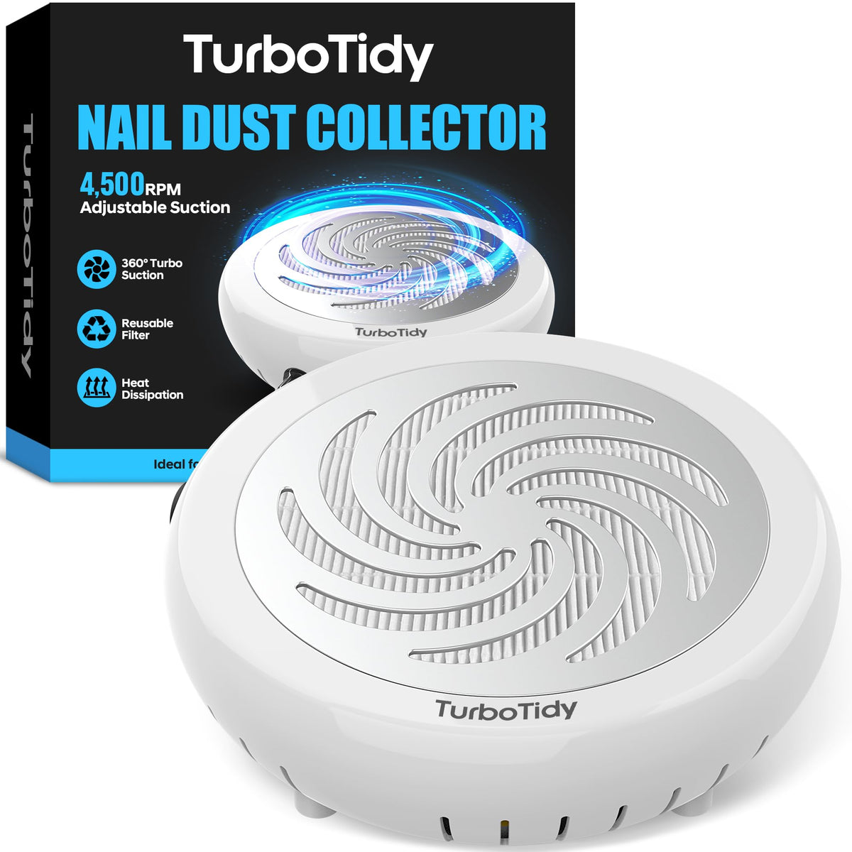 TurboTidy collecteur-poussiere-ongles en action pour espace propre et sûr.