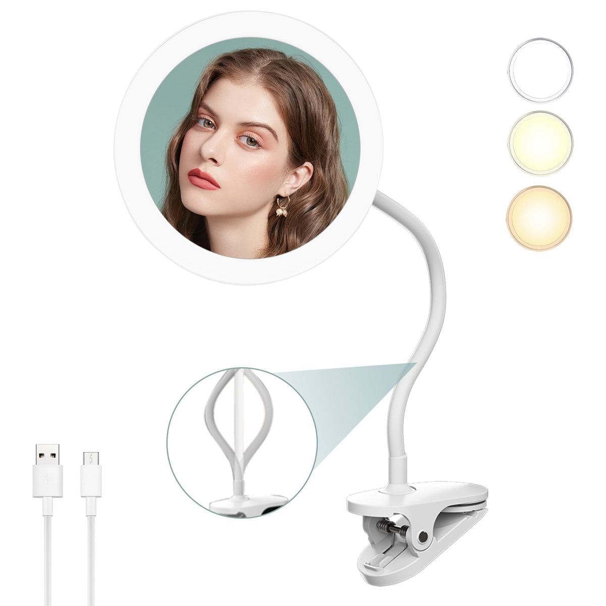 Miroir grossissant TUSHENGTU 10x à pince pour un maquillage précis.