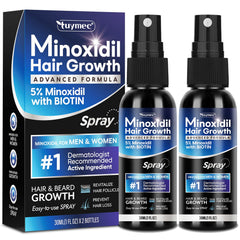 Tuymec Minoxidil 5% en flacon spray pour une application précise.