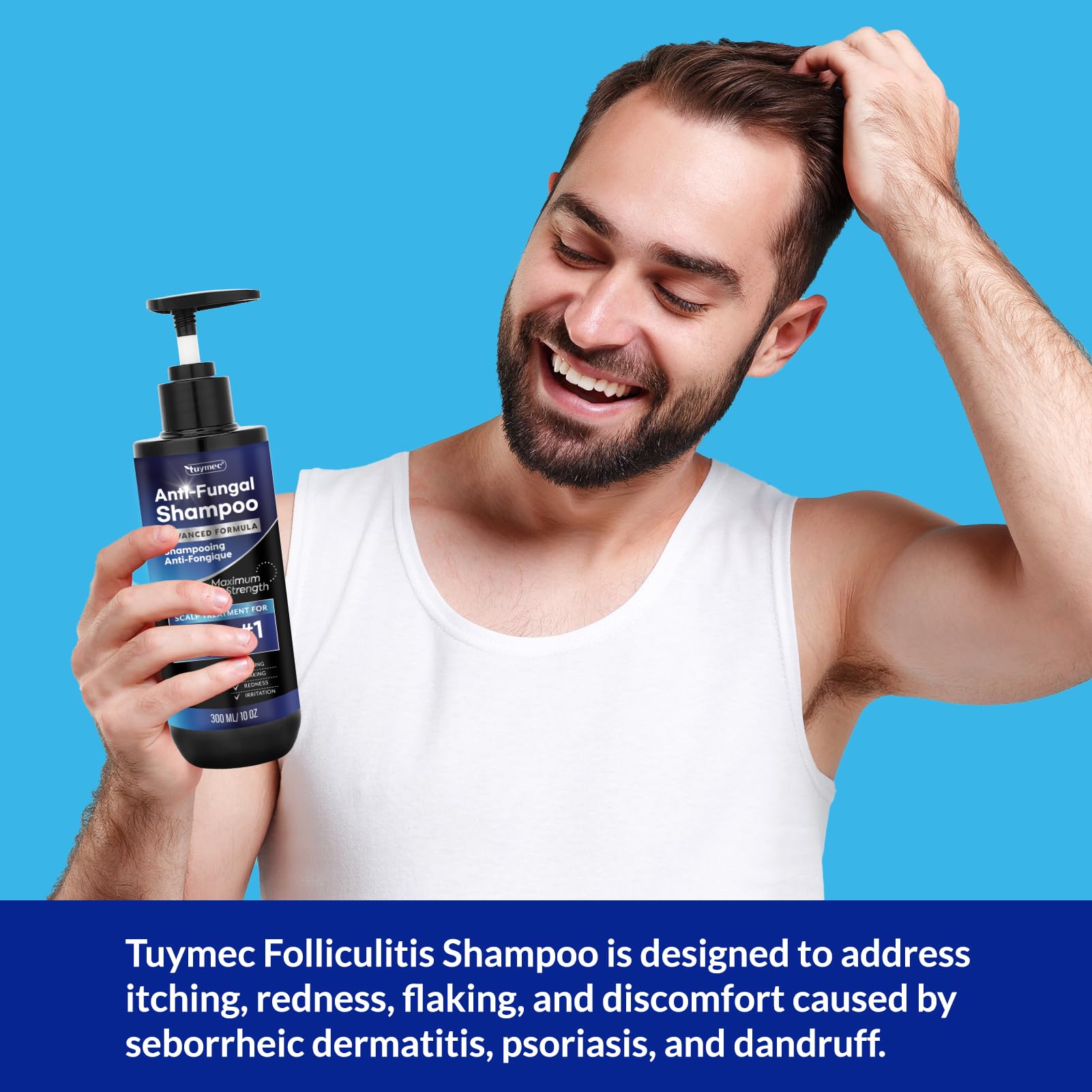 Tuymec Shampoing, application simple et rapide en 3 à 5 minutes.