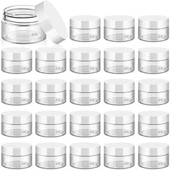 TUZAZO pot plastique clair 1oz avec couvercle blanc, idéal pour échantillons.