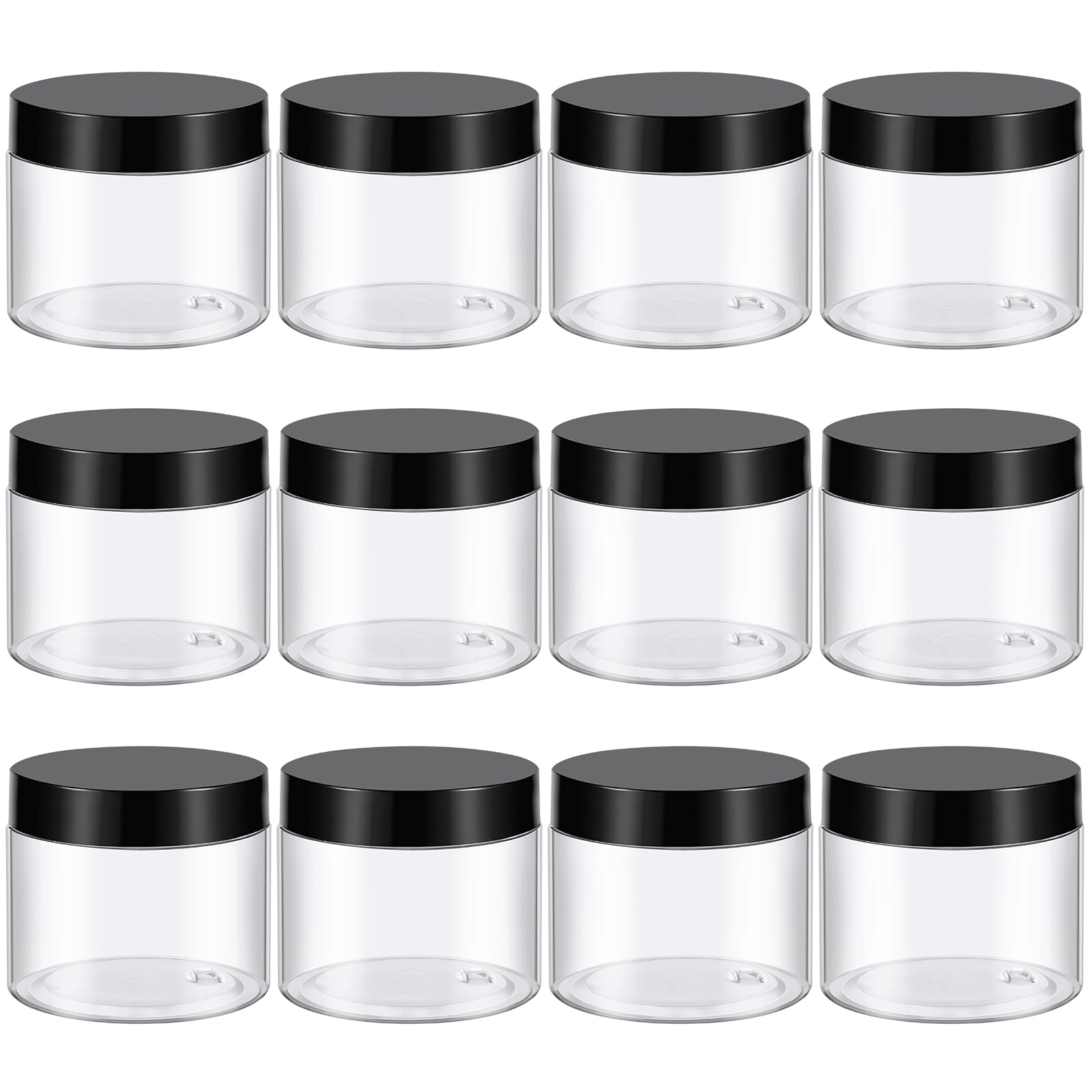 TUZAZO ensemble de 36 contenants plastique 6oz avec couvercles noirs pour rangement cosmétique