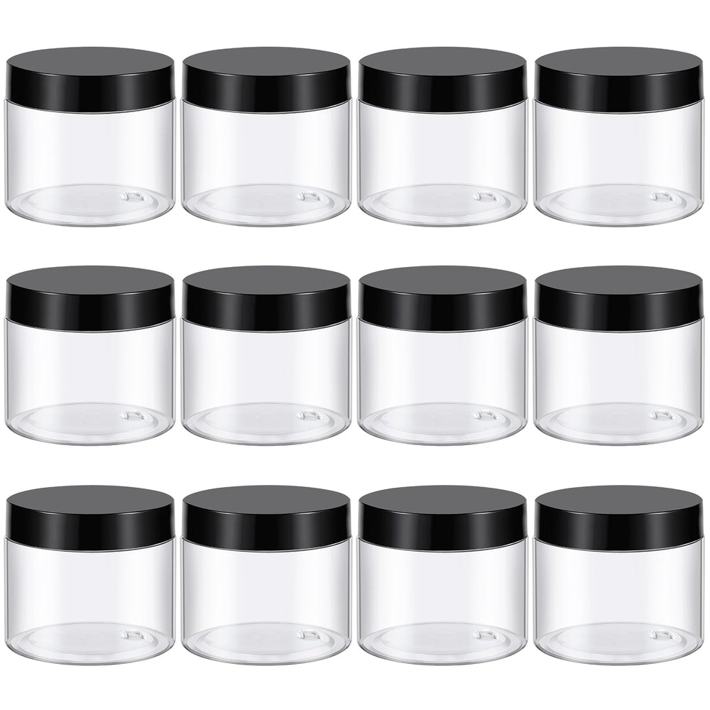 TUZAZO ensemble de 36 contenants plastique 6oz avec couvercles noirs pour rangement cosmétique