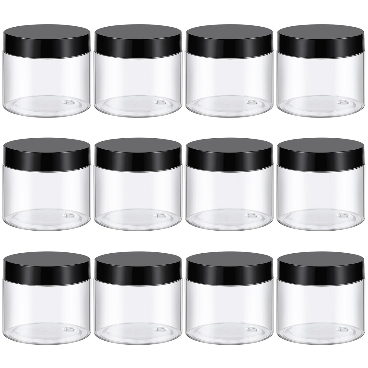 TUZAZO ensemble de 36 contenants plastique 6oz avec couvercles noirs pour rangement cosmétique