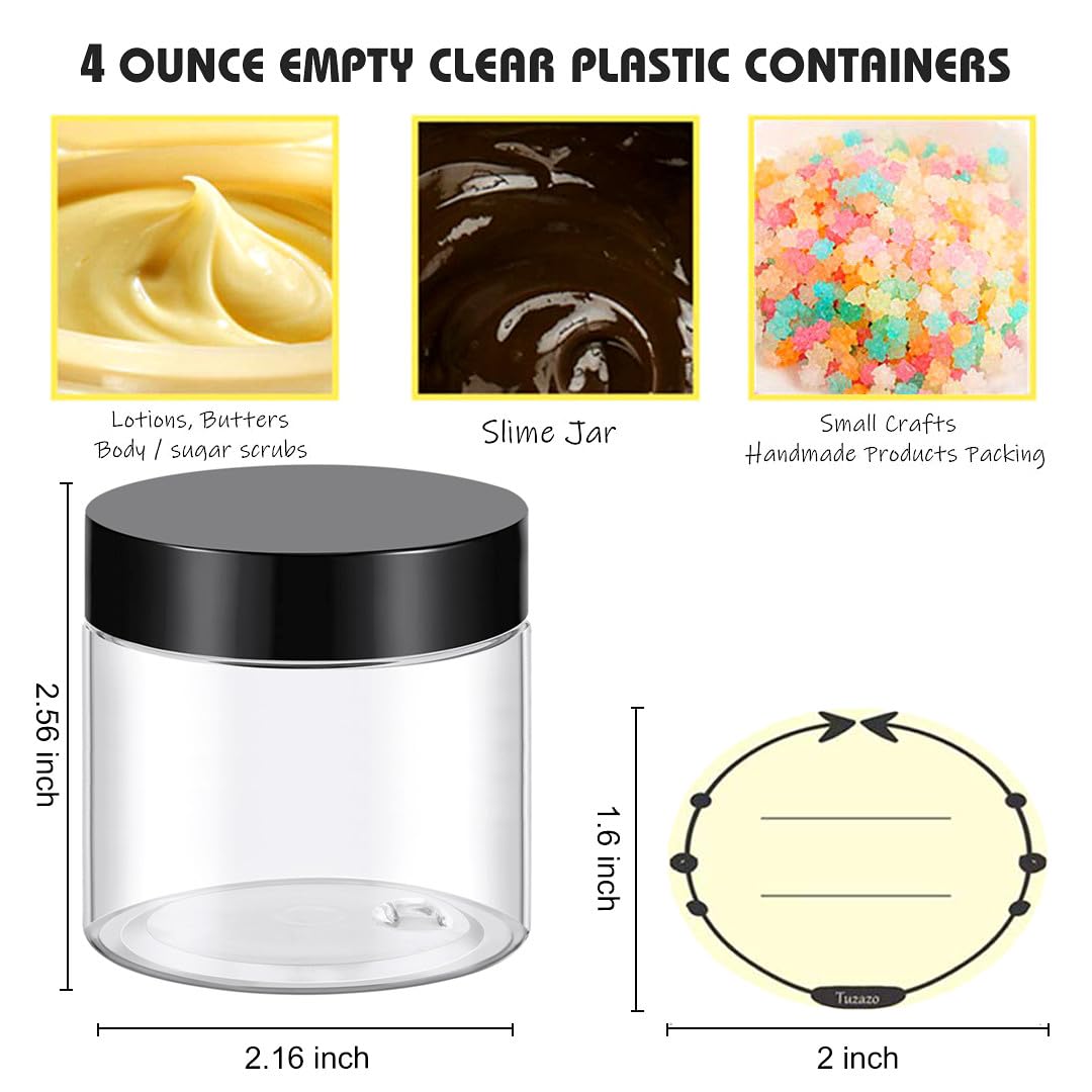 Ensemble TUZAZO de 36 pots plastiques avec étiquettes personnalisables pour organisation.