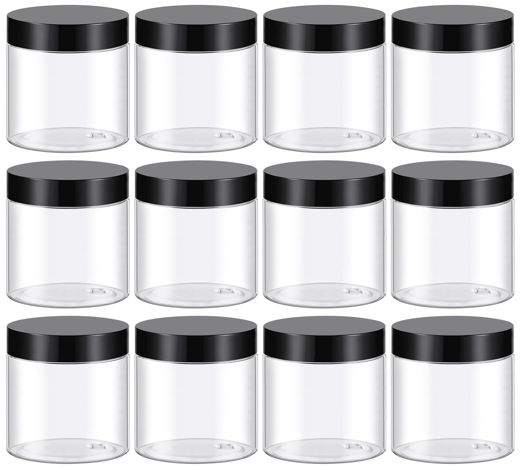 TUZAZO pot-plastique 4oz transparent avec couvercle noir, stockage pratique et portable.