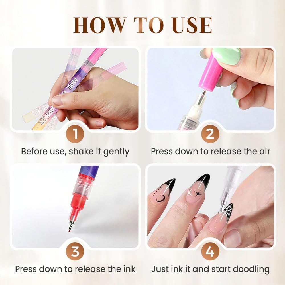 TWBBQ marqueurs art ongles dessin – possibilités créatives pour motifs détaillés.