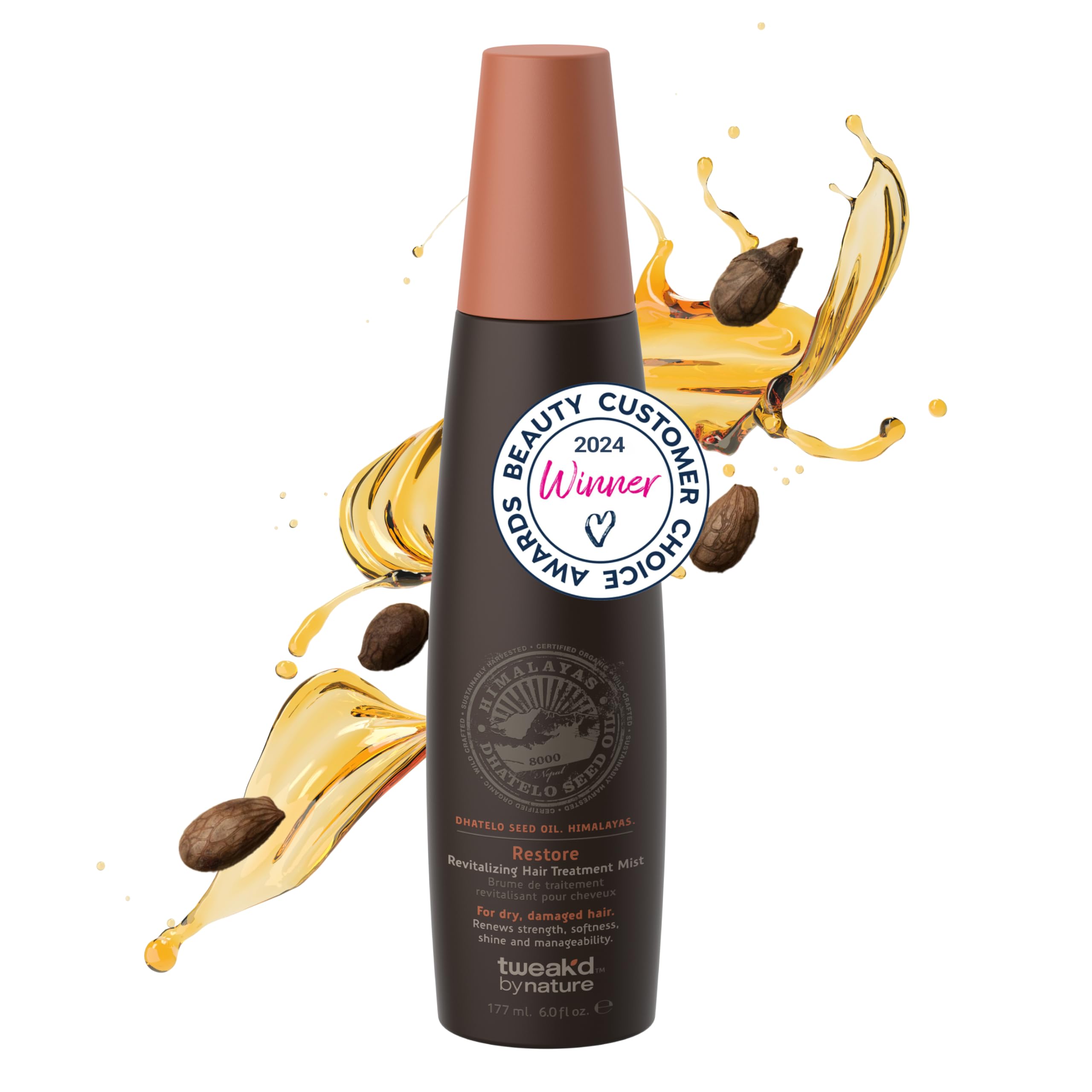 Tweak'd by Nature - soin-brume-cheveux-flacon: revitalise les cheveux et facilite le coiffage.