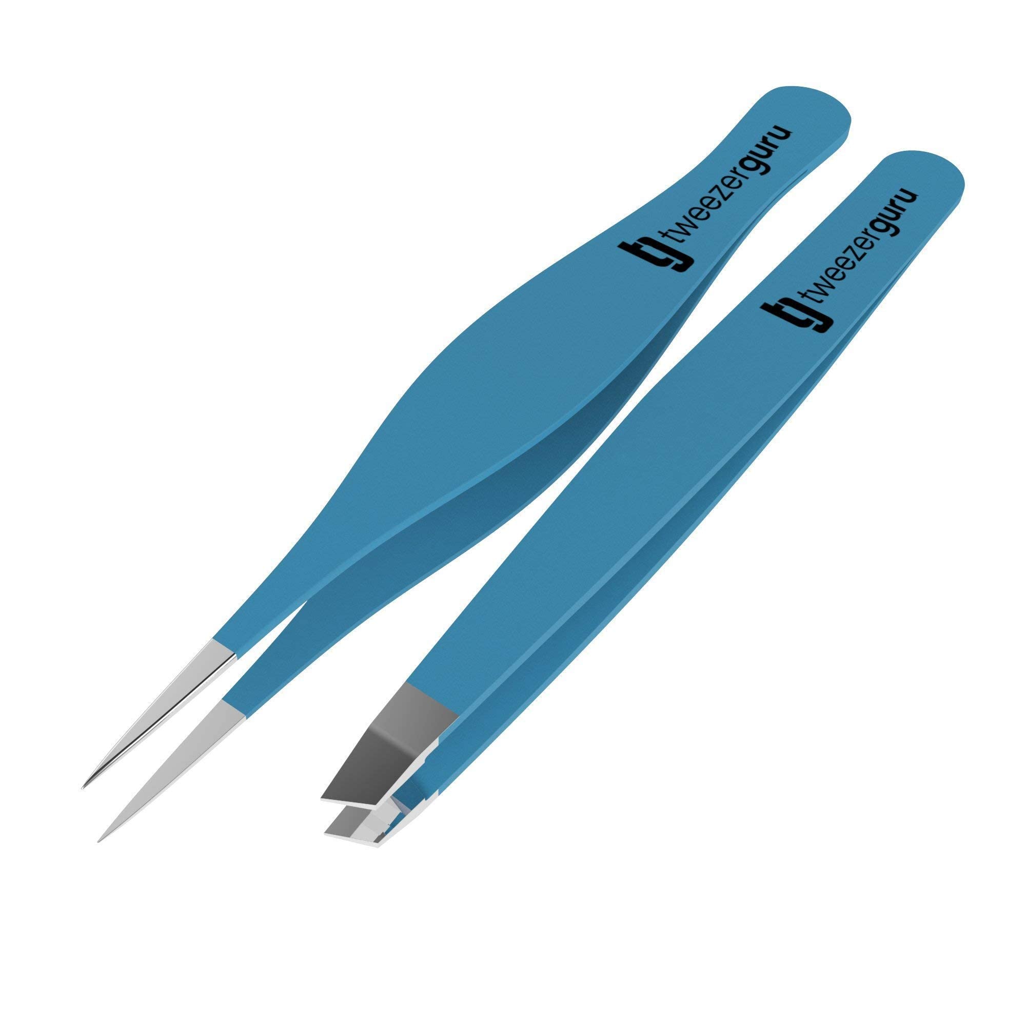 TWEEZER GURU pince à sourcils inclinée pour un ajustement précis.