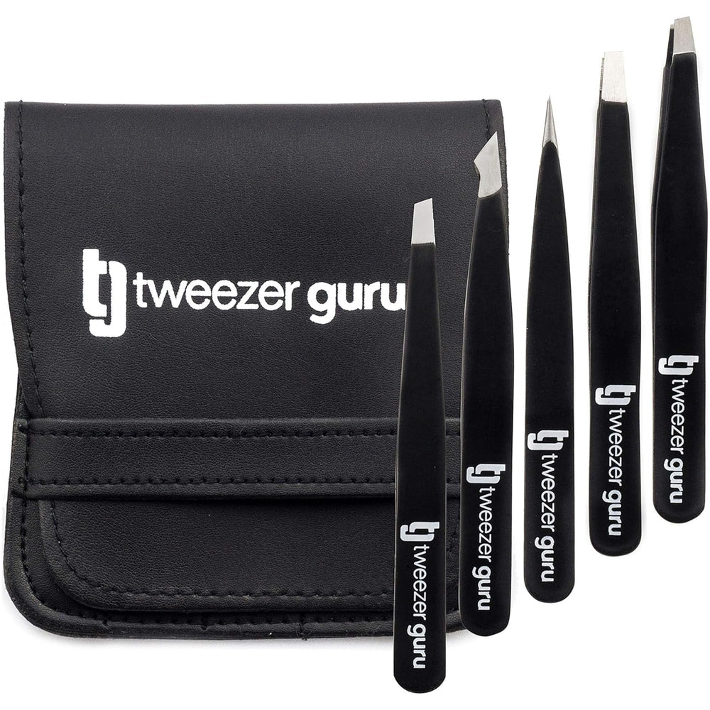 TWEEZER GURU set-pinces-5-piece-acier-inox offre un ensemble élégant et durable.