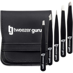 TWEEZER GURU set-pinces-5-piece-acier-inox offre un ensemble élégant et durable.
