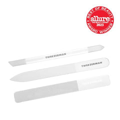 Buffer en verre Tweezerman offrant une brillance durable des ongles.