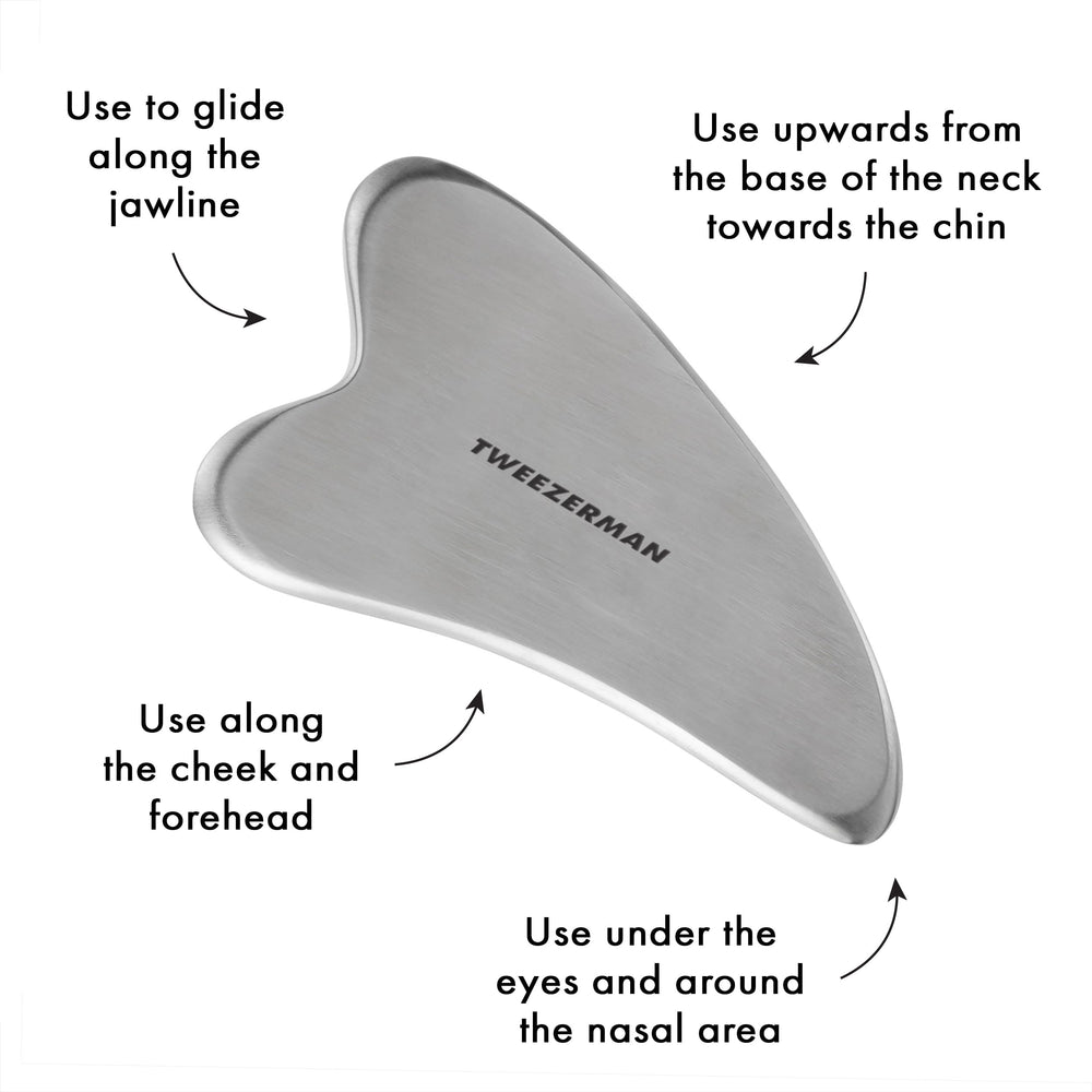 Effet de refroidissement naturel du Gua Sha Tweezerman, réfrigérable pour plus de confort.