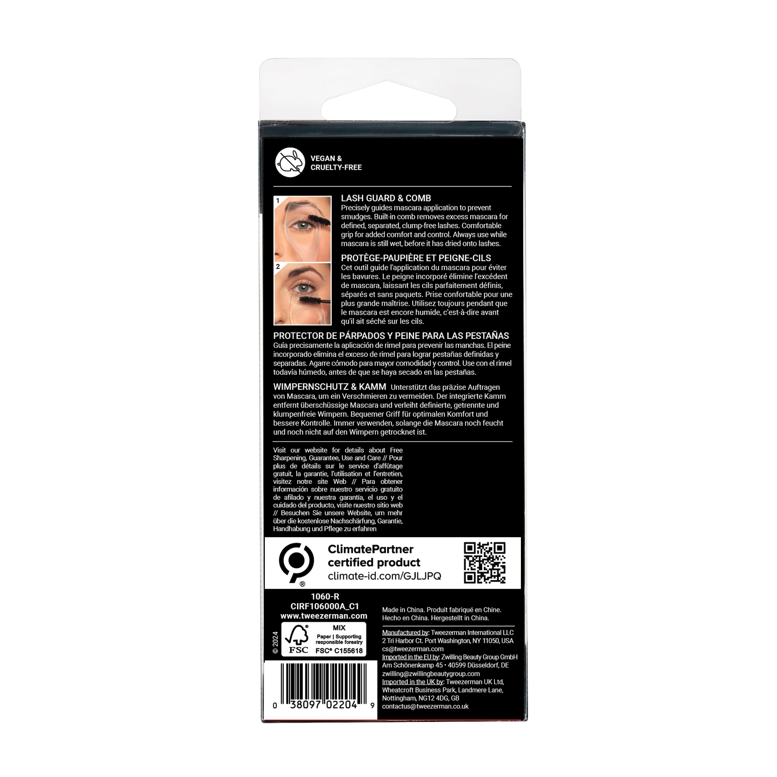 Tweezerman Lash Guard & Comb: format compact pour retouches en déplacement.