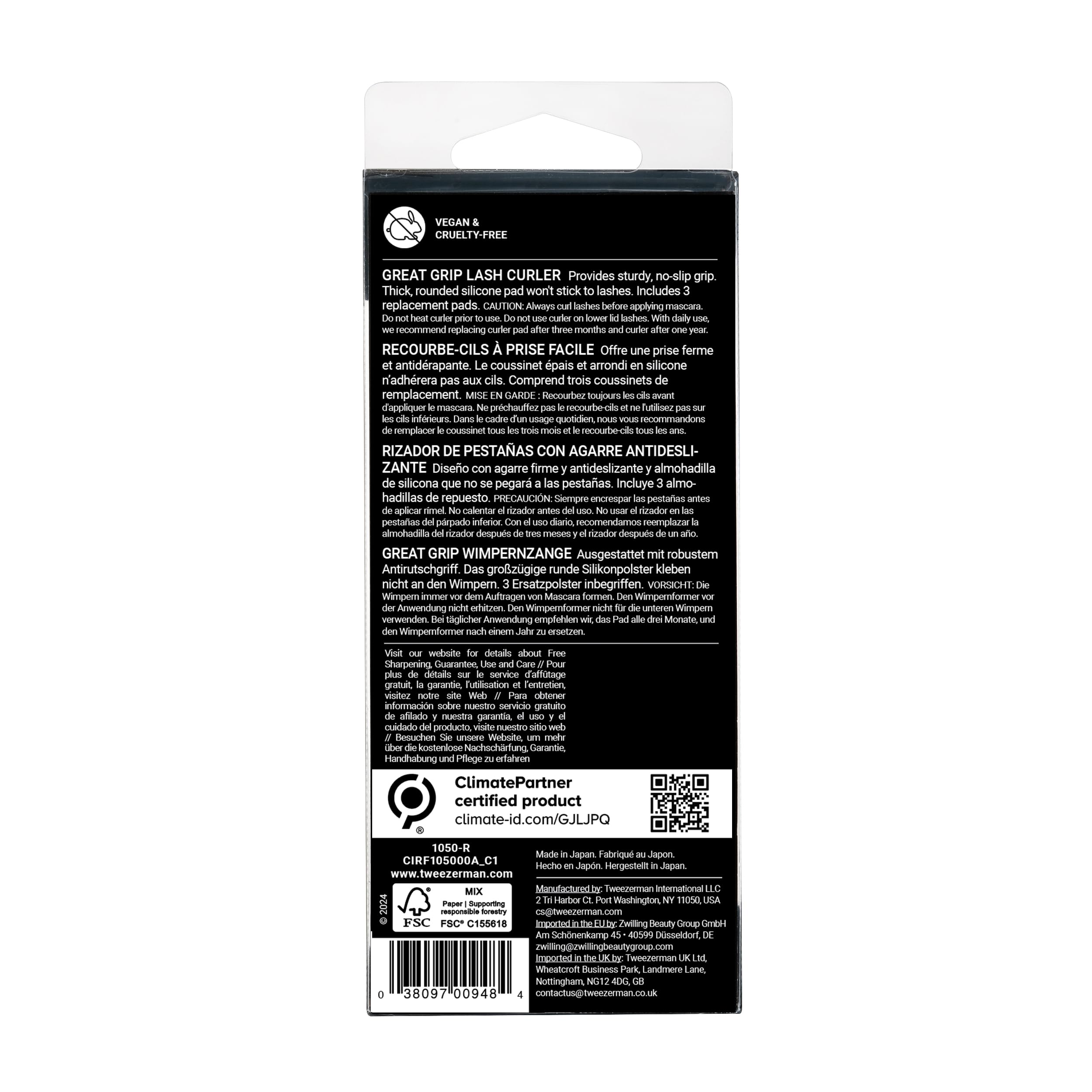 Recourbement efficace et uniforme du bas vers le haut des cils.