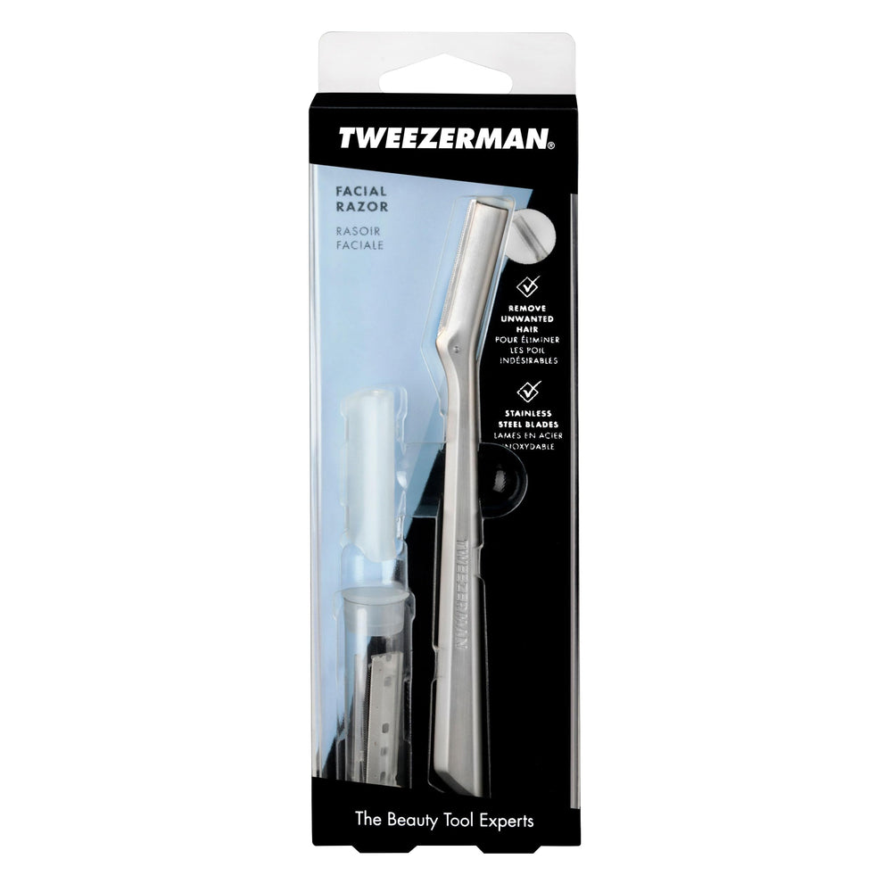 Tweezerman rasoir visage inox, lames remplaçables pour maintenir la performance.
