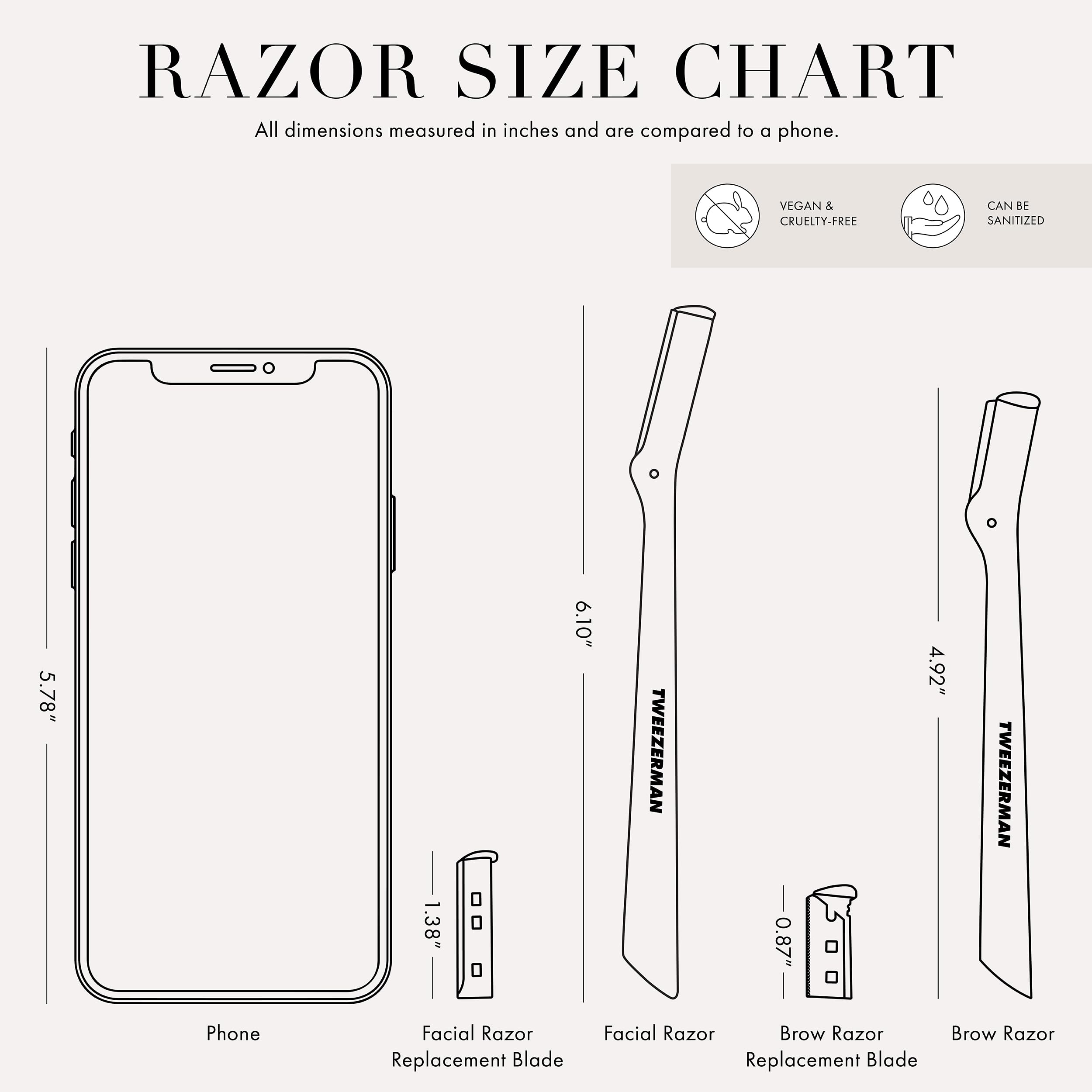 Tweezerman rasoir visage inox, rangement sûr avec capuchon protecteur.