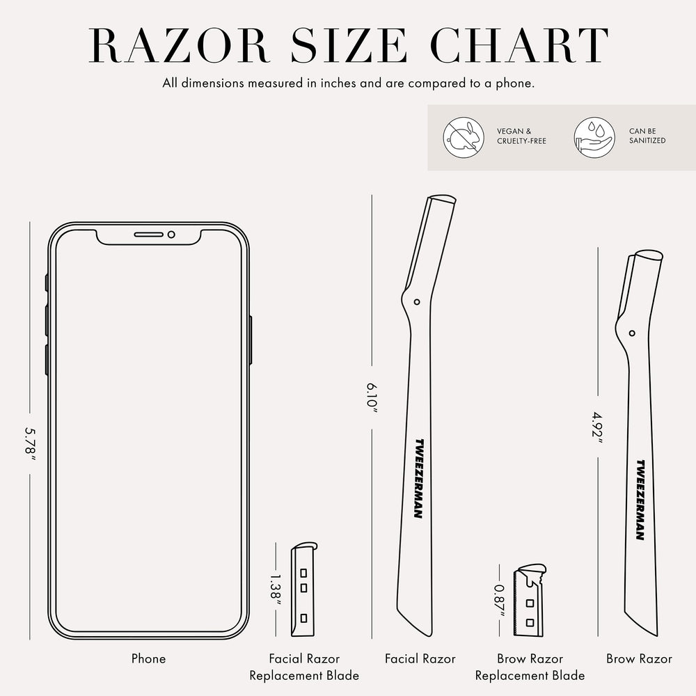 Tweezerman rasoir visage inox, rangement sûr avec capuchon protecteur.