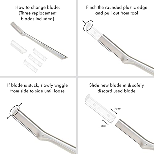 Tweezerman rasoir visage inox, utilisation étape par étape pour une routine rapide.