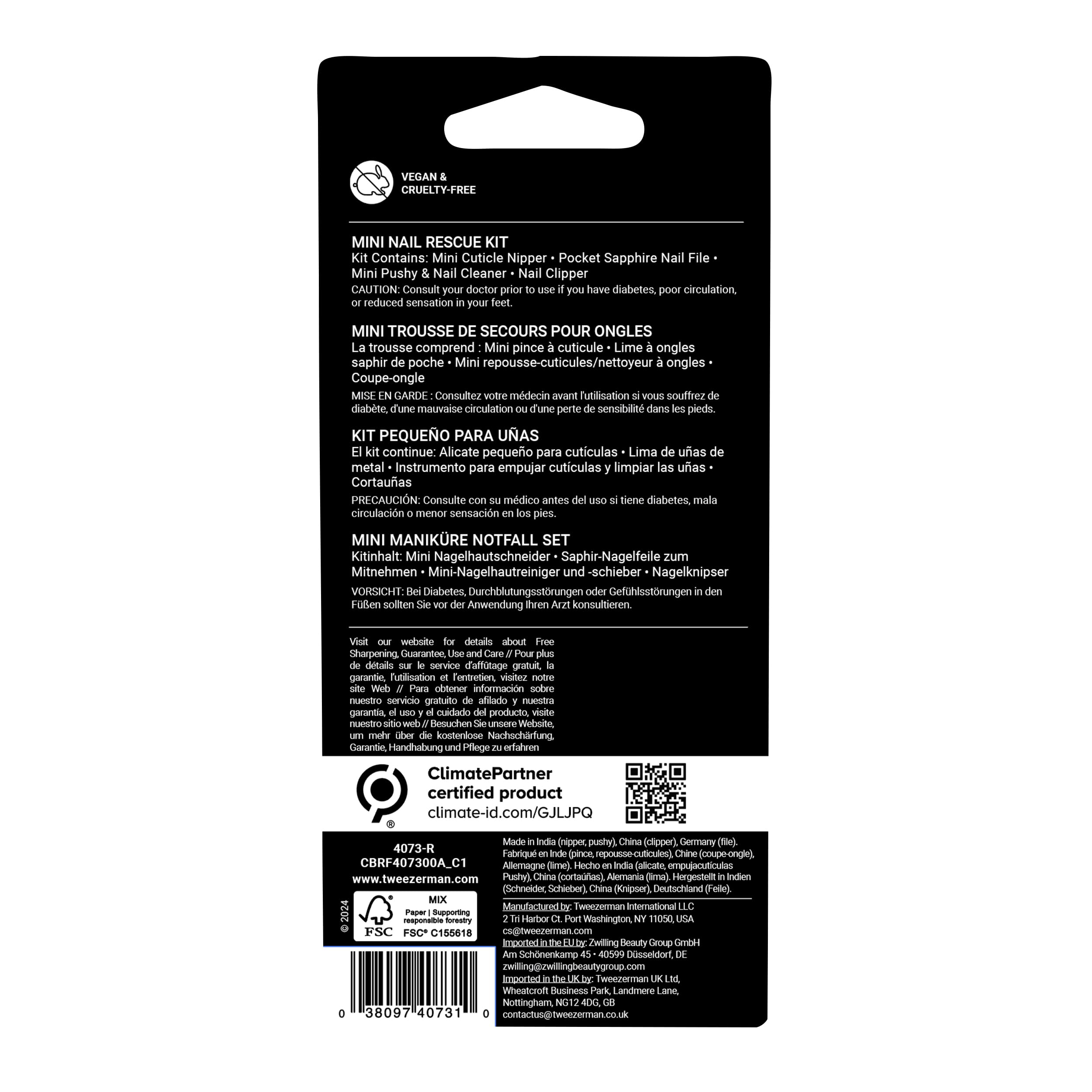 Étui plastique compact Tweezerman pour le rangement sûr en voyage