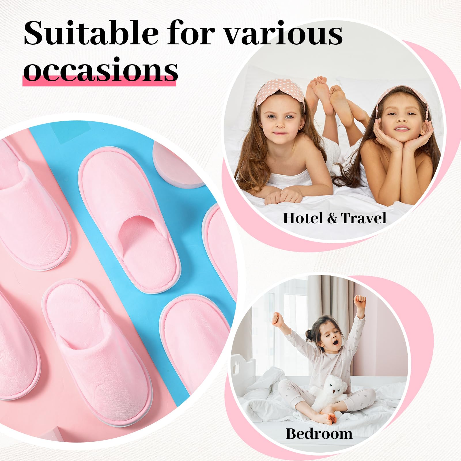 Chaussons Twistover pour fêtes et voyages, rose, faciles à partager.
