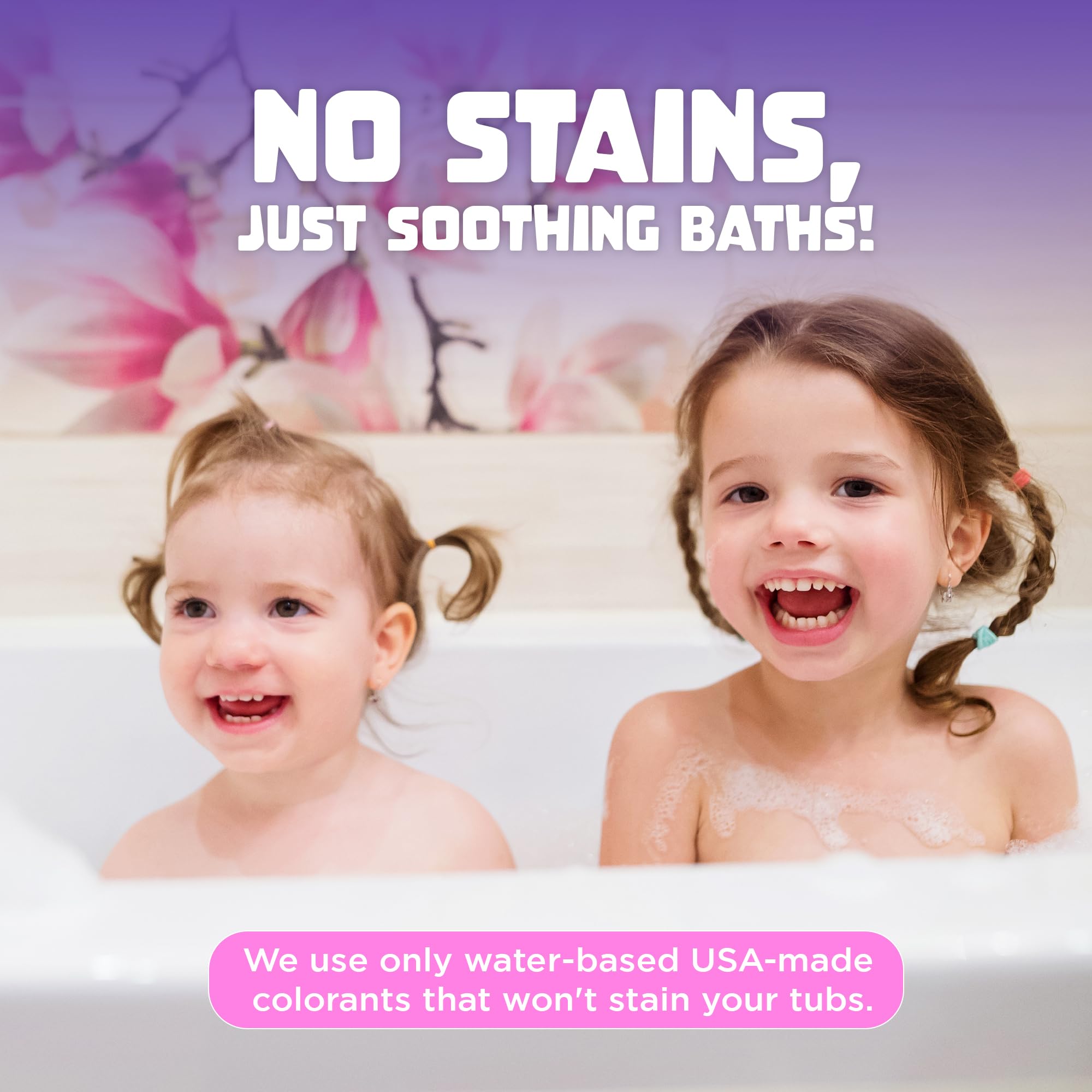 Two Sisters Bombe-bain ne tache pas la baignoire lors de l’utilisation.