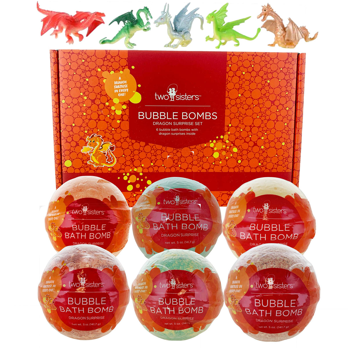 Two Sisters bombe dragon pack6 – emballage cadeau et surprise pour le bain.