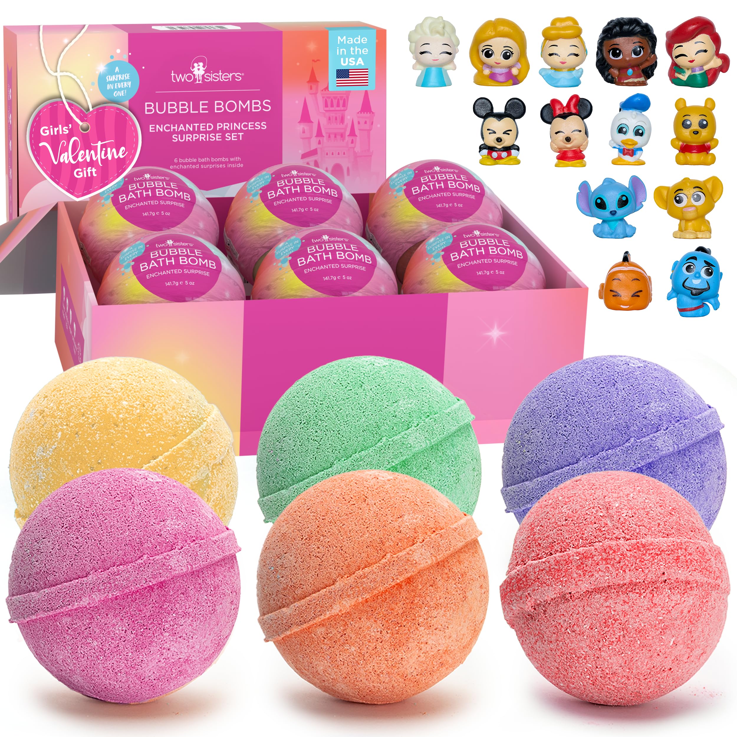 Two Sisters bombes-bain-princesse-ensemble-6-pièces, émerveillement fruité pour enfants.