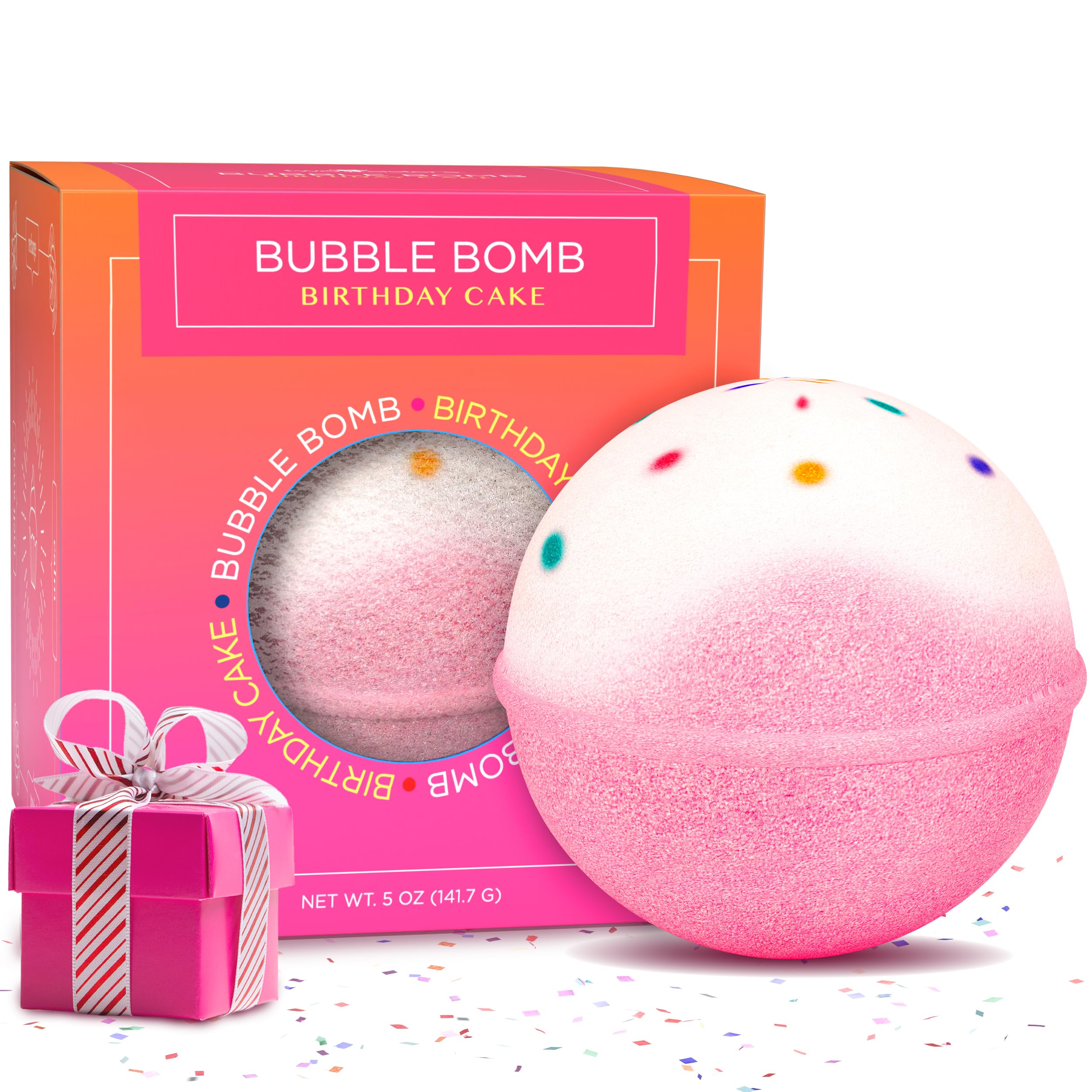 Coffret Two Sisters avec bombes de bain gâteau anniversaire prêt à offrir.