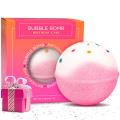 Coffret Two Sisters avec bombes de bain gâteau anniversaire prêt à offrir.