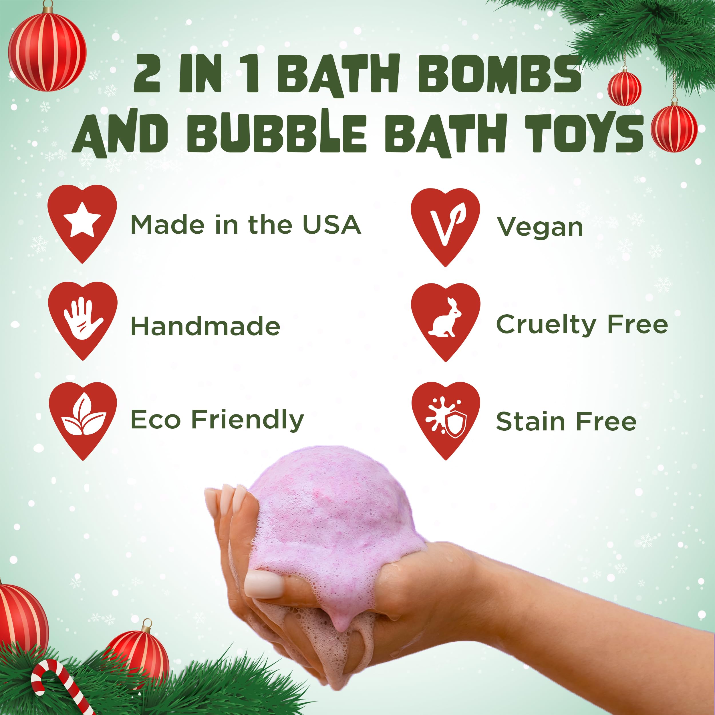 Two Sisters holiday scents deliver peppermint twist and other festive aromas during bath.