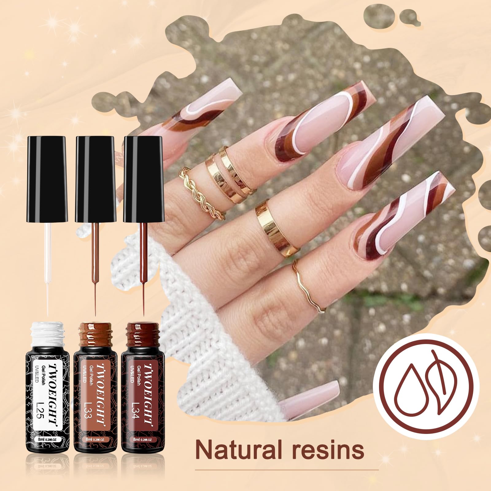 TwoEight Gel Vernis Liner: échantillons de couleurs pour inspiration.