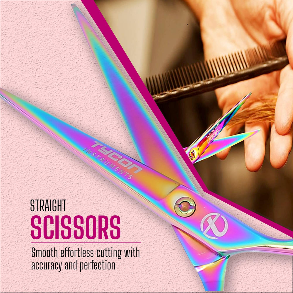 Tycon Instruments ciseaux-cheveux, finition couleur résistante qui garde leur éclat durablement.