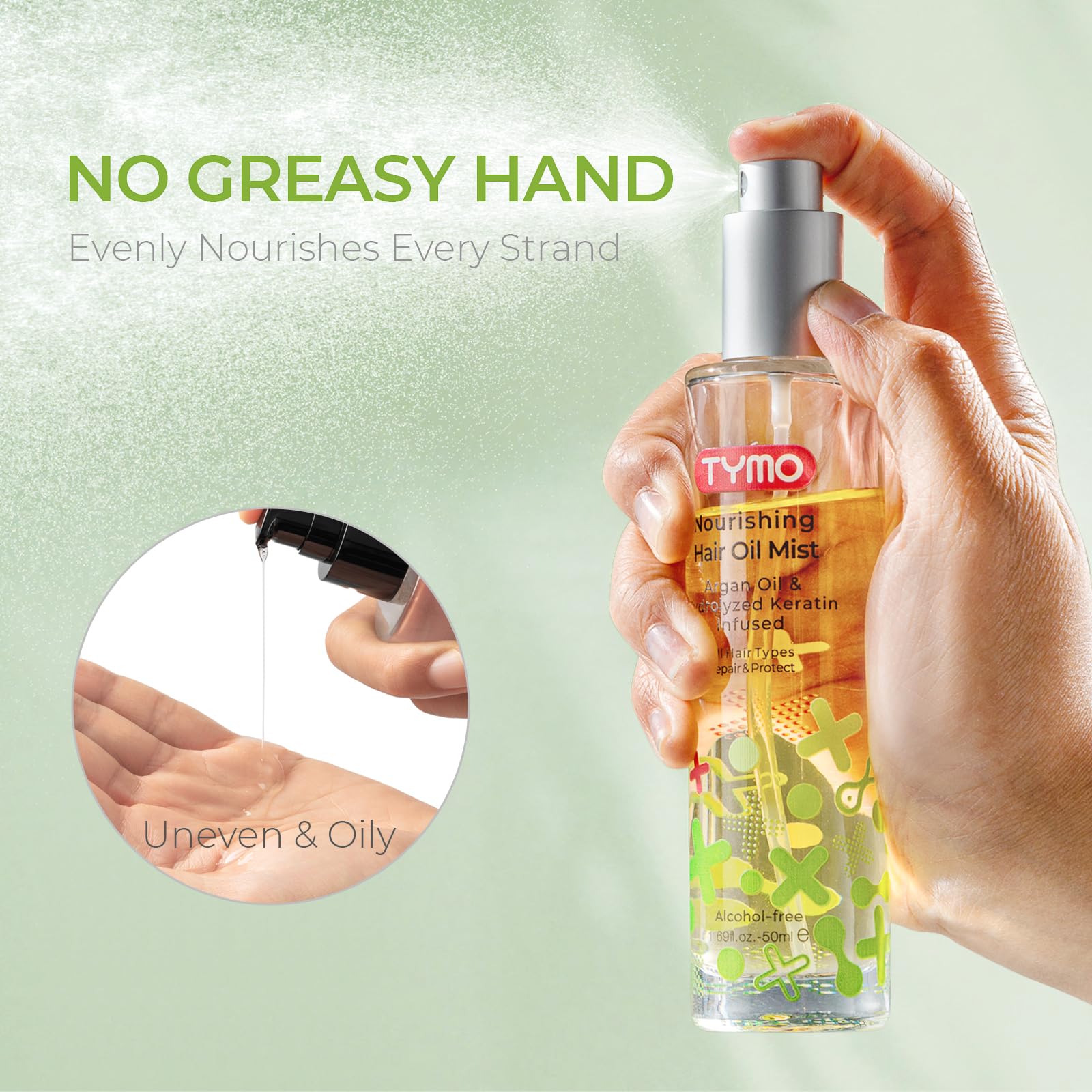 TYMO Argan Hair Oil Spray – soin rapide pour nourrir et lisser les mèches.