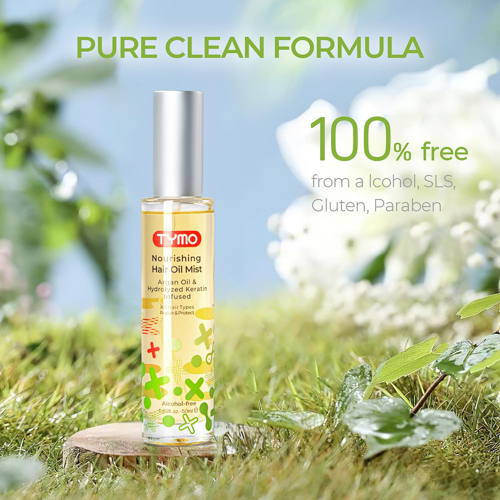 TYMO Argan Hair Oil Spray – formule naturelle sans alcool ni sulfates.