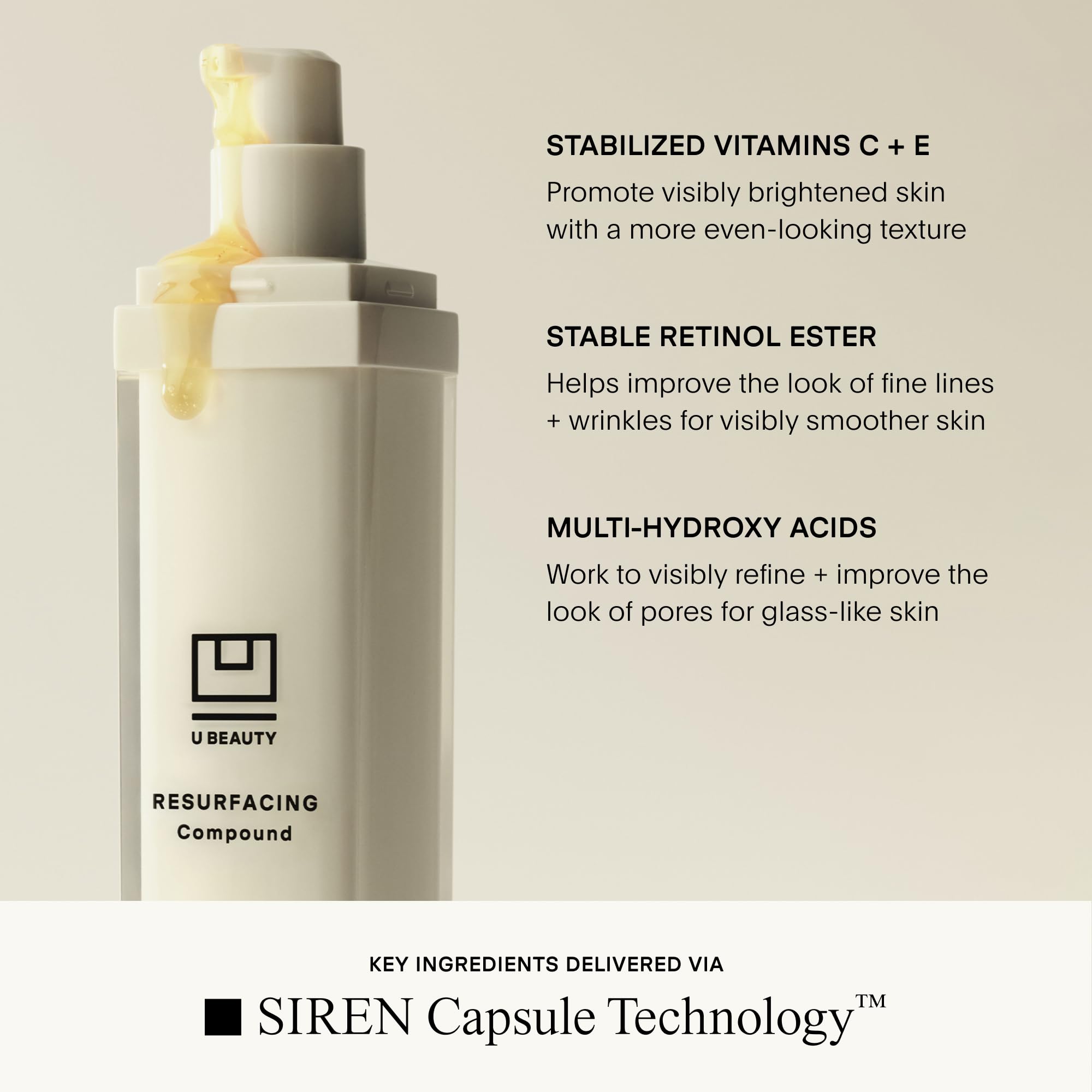 Peptides dans le serum U Beauty soutenant fermeté et radiance de la peau