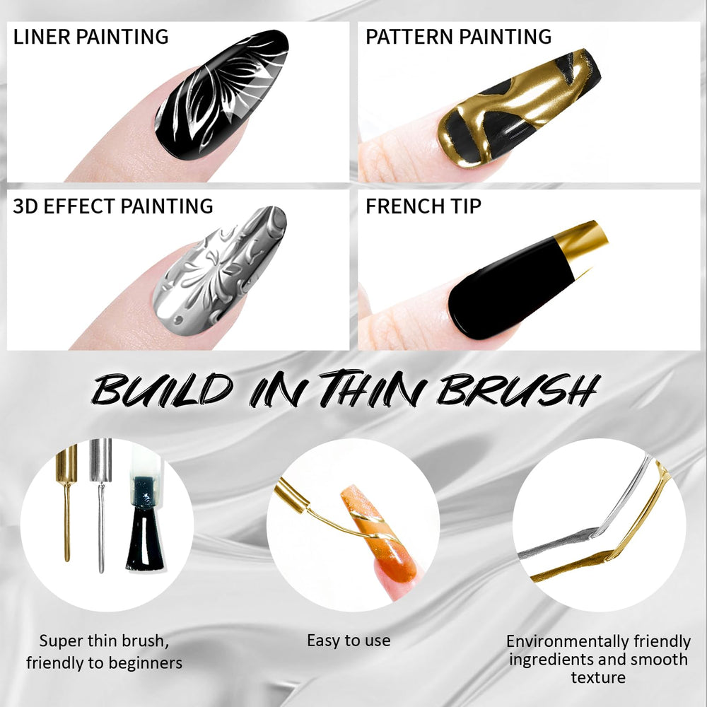 U-Shinein art des ongles chrome avec motifs professionnels