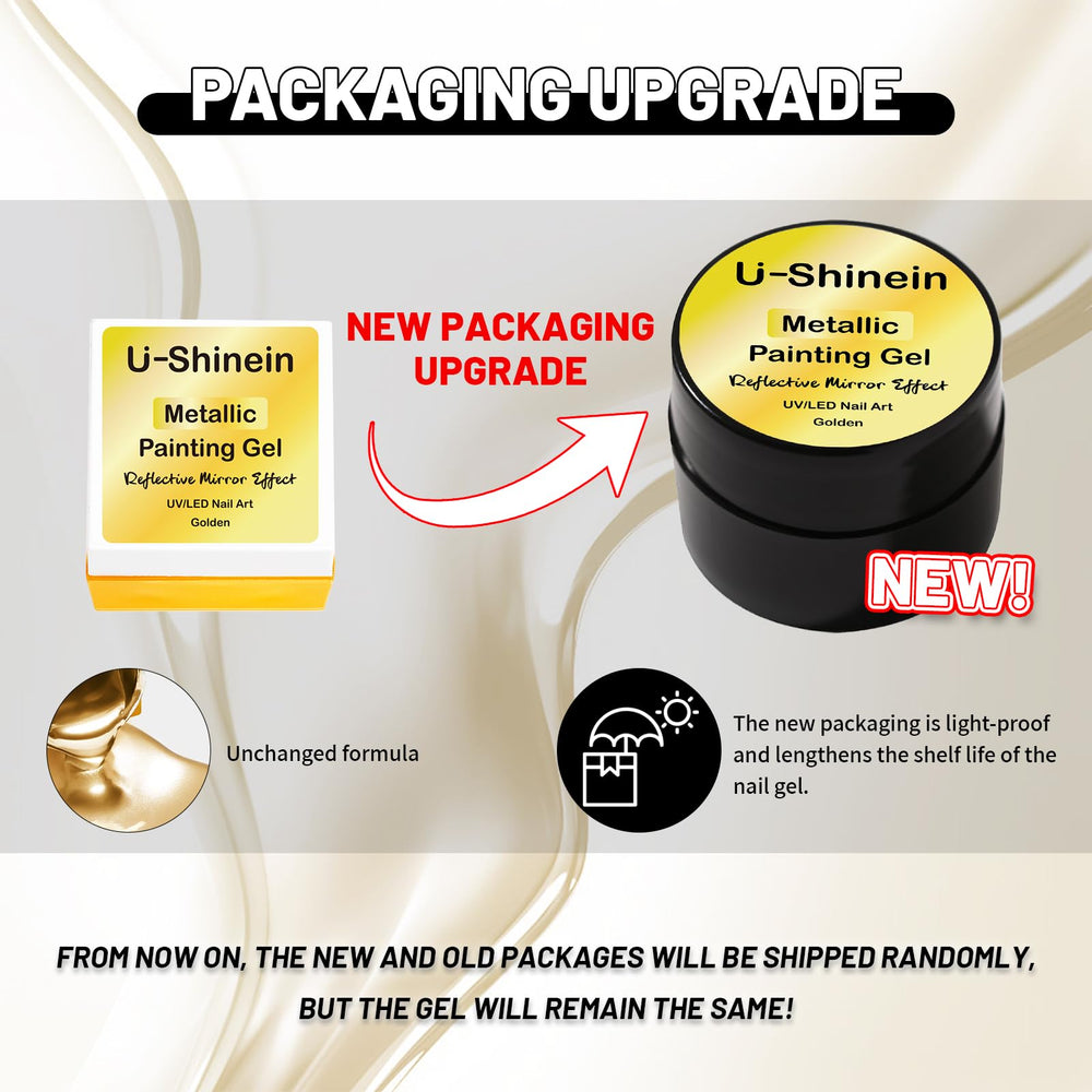 U-Shinein vernis gel métal-or — effet miroir saisissant sur les ongles.